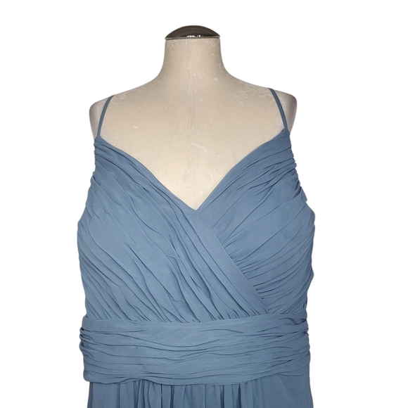 Morilee Madeline Gardner Blue V Neck Maxi Dress 14/16 - Picture 3 of 11